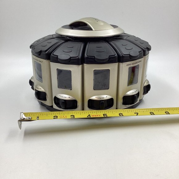 KitchenArt 12 Spice Container Turn-Table Carousel 1/4 Tsp Auto-Measure Herb Rack - Picture 6 of 12